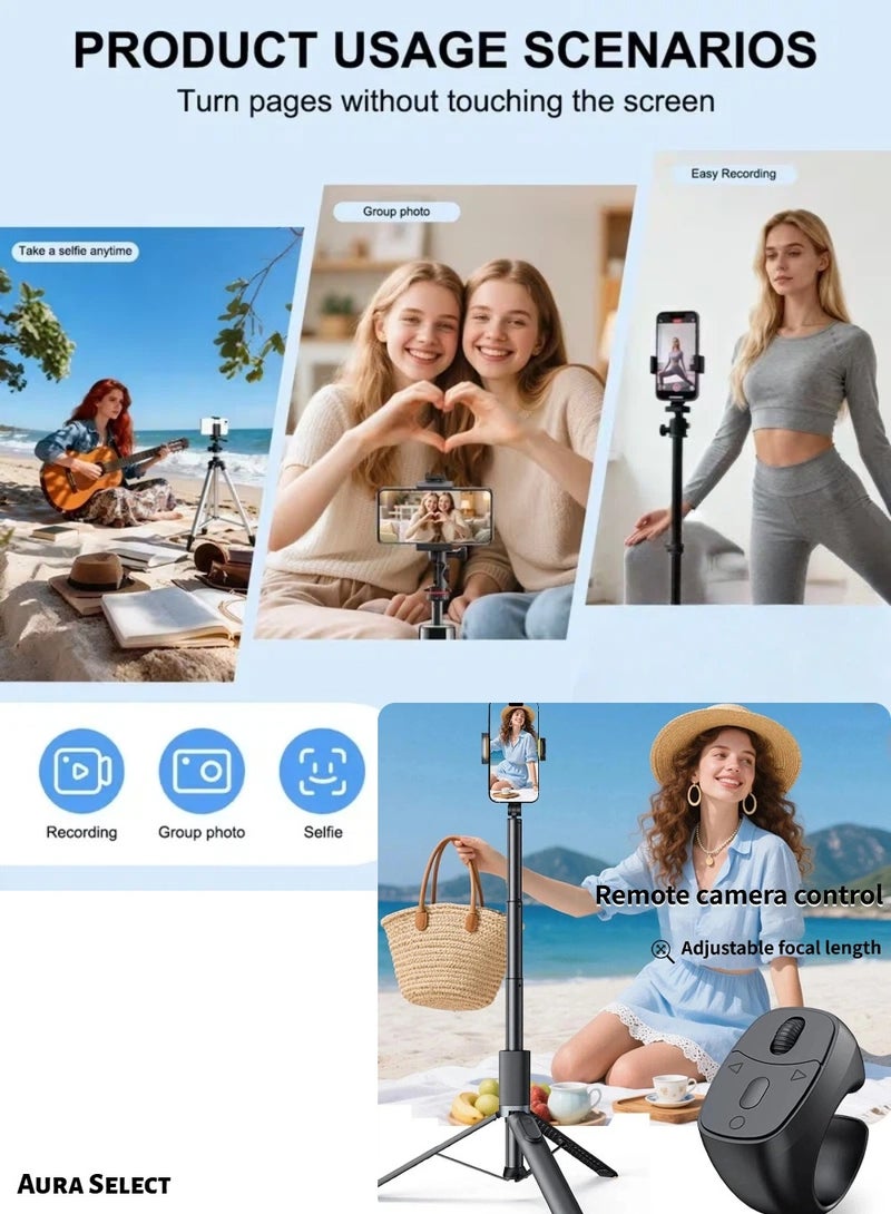  أورا سيليكت جهاز تحكم عن بعد بلوتوث بعجلة تمرير | جهاز تحكم عن بعد بحلقة تمرير لمقاطع الفيديو القصيرة على TikTok وYouTube وInstagram | حلقة لتقليب الصفحات/قارئ الكتب الإلكترونية/جهاز تحكم في تكبير الصور ومصراع الكاميرا متوافق مع أجهزة iPhone وAndroid، والتحكم في الفيديو والموسيقى والقراءة بدون استخدام اليدين - Image 2